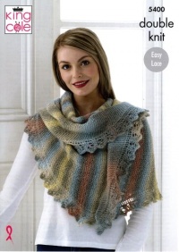 Knitting Pattern - King Cole 5400 - Riot DK - Ladies Shawl, Cowl & Hat